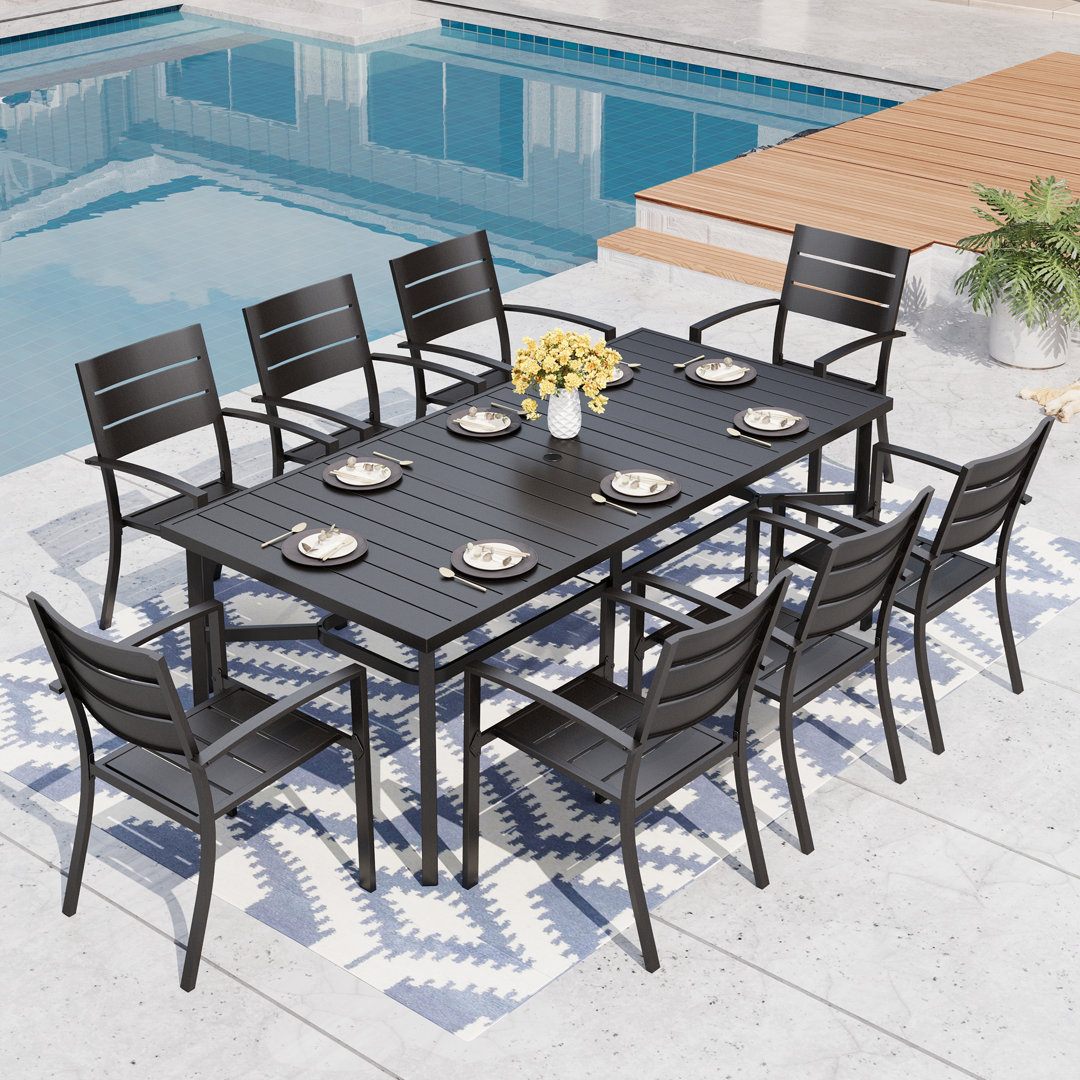 8 - Person Metal Patio Dining Set With With Rectangular Table