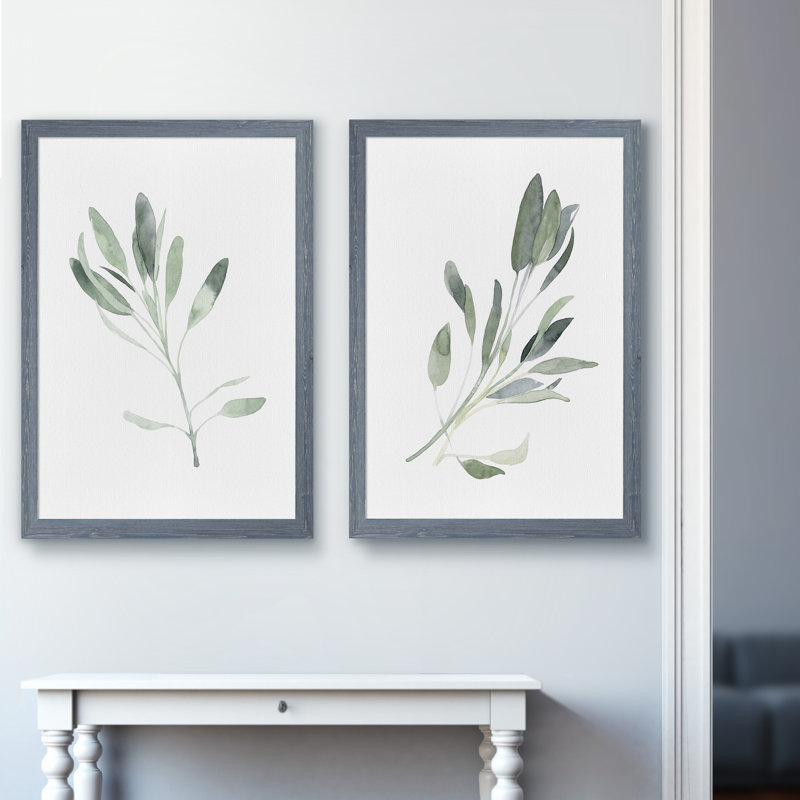 Simple sauge - ensemble de 2 reproductions d'art encadrées, Toile encadrée, H 20 po x l 16 po, Gris