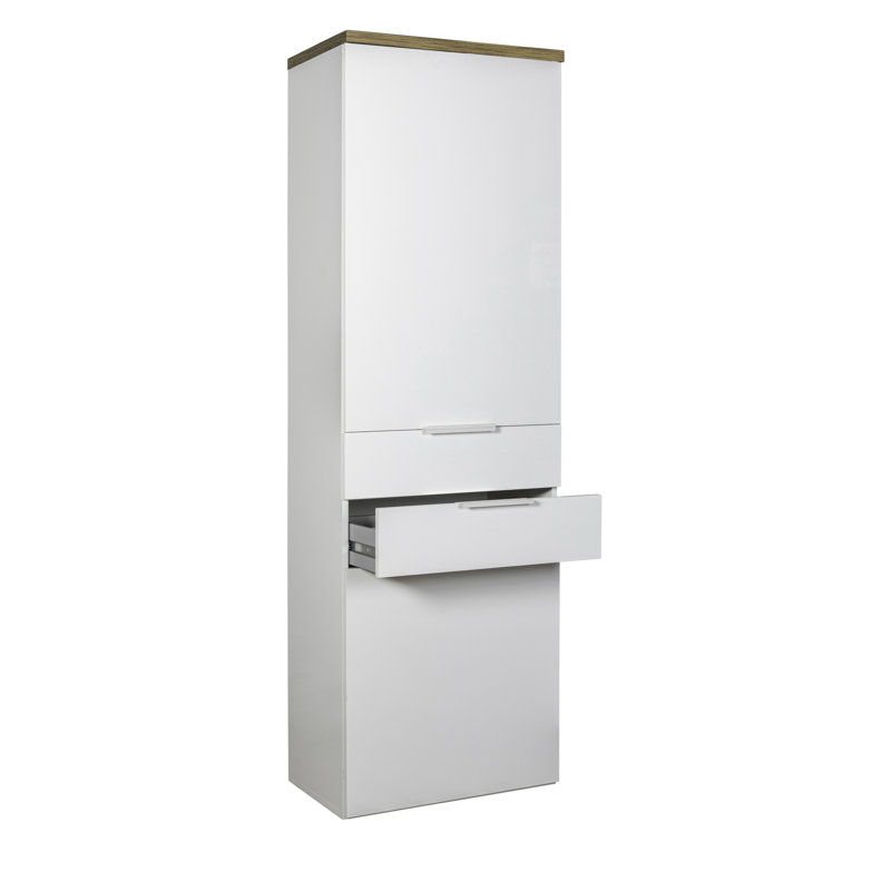 Mundi 2 Door Wardrobe, 190cm H x 61cm W x 61cm D, Glossy White/Brown