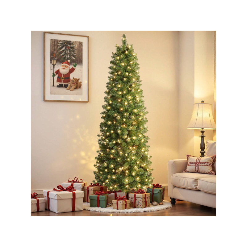 Lighted Artificial Christmas Tree, 7' H