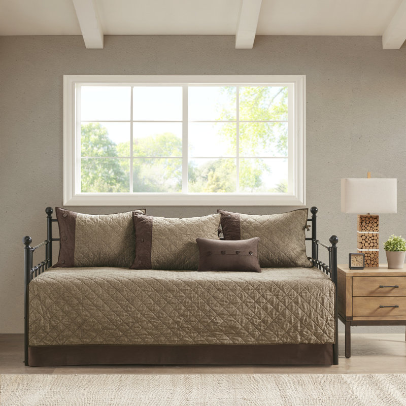 6 Piece Reversible Daybed Cover Set Brown Daybed
