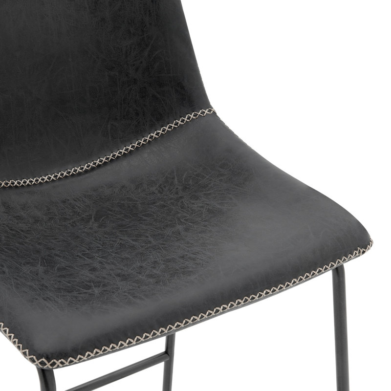 KD Faux Leather Counter Stool, Vintage Black