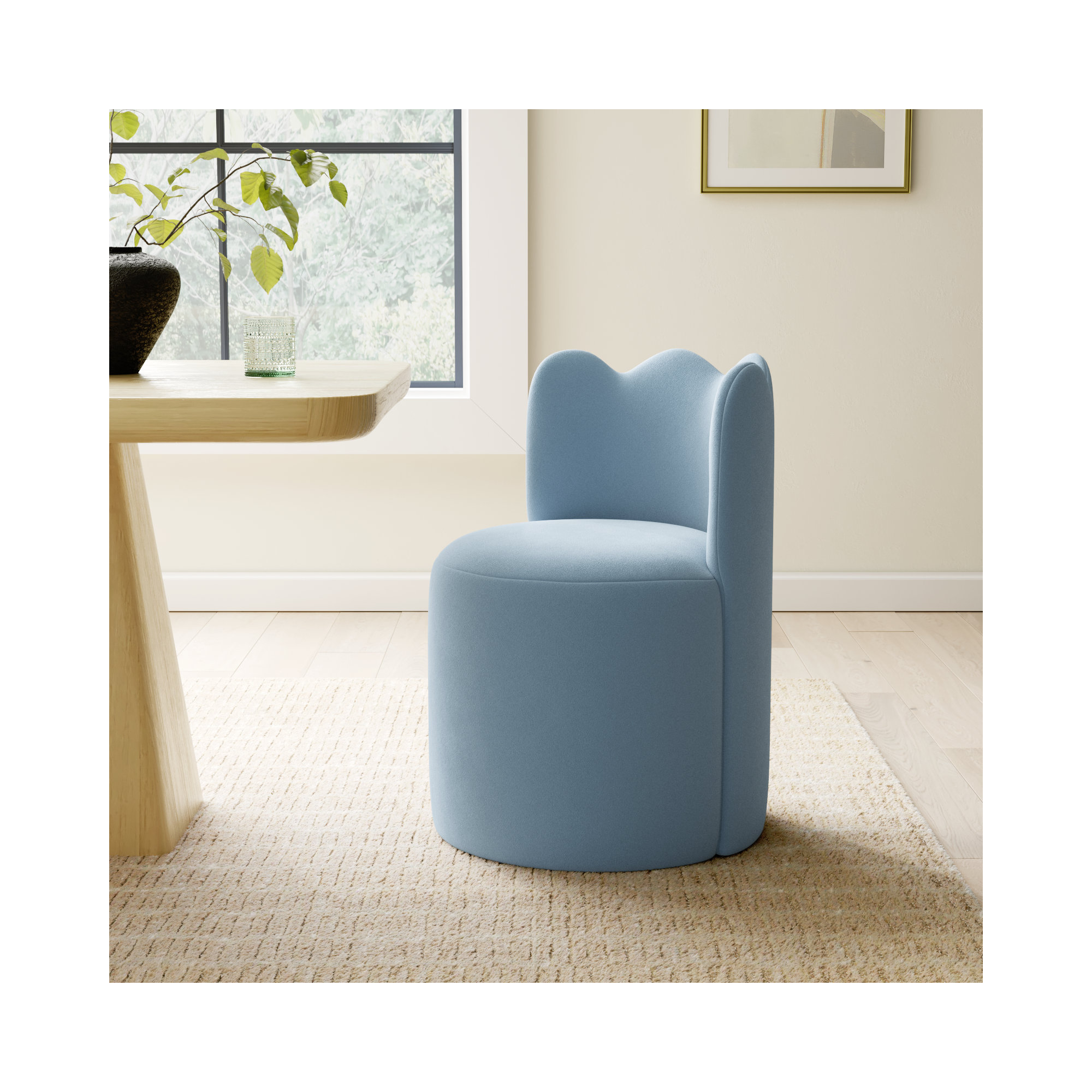 Dahlia Wavy Back Dining Chair, Velvet Ocean