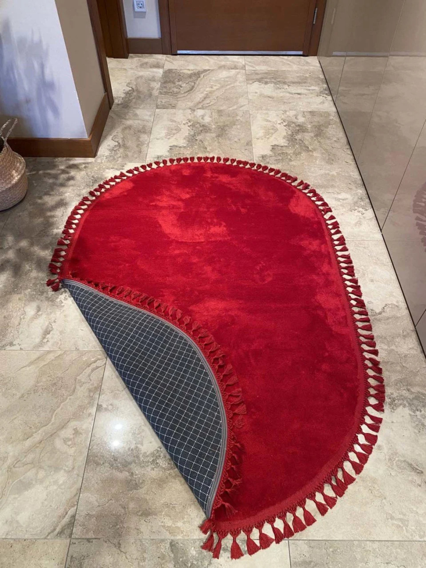 Lot De 4 Tapis Gitans Lavables - Design Ovale Tourbillon - Couleur Biscuit Antidérapant
