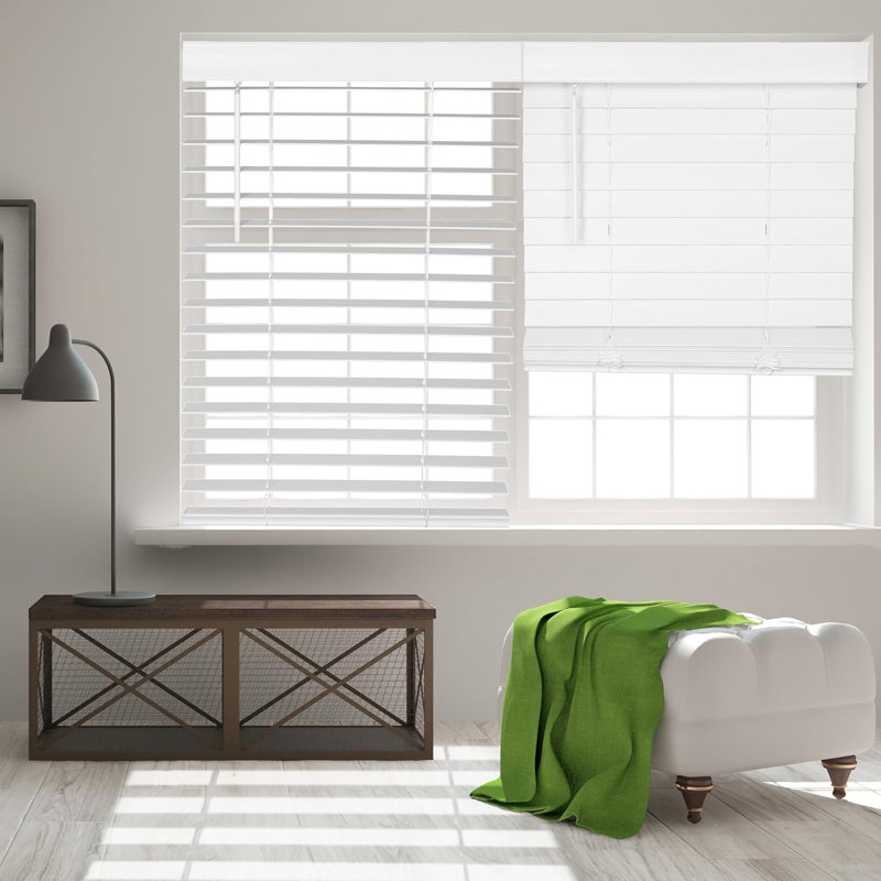  Cordless 2-Inch Faux Wood Room Darkening Window Blind with Classic Valance, 30.5"W x 73"L