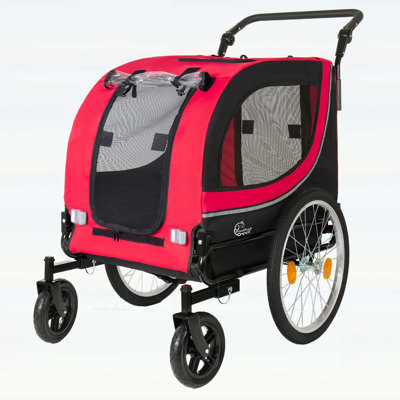 Remorque 2 en 1 et poussette pour animaux de compagnie pour chiens pesant jusqu'à 100 lb avec un design pliable, une conduite en douceur et une protection contre les intempéries
