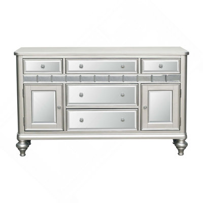 Desserte en miroir pour salle à manger de style ultra-moderne 1pc avec 5 tiroirs et 2 armoires