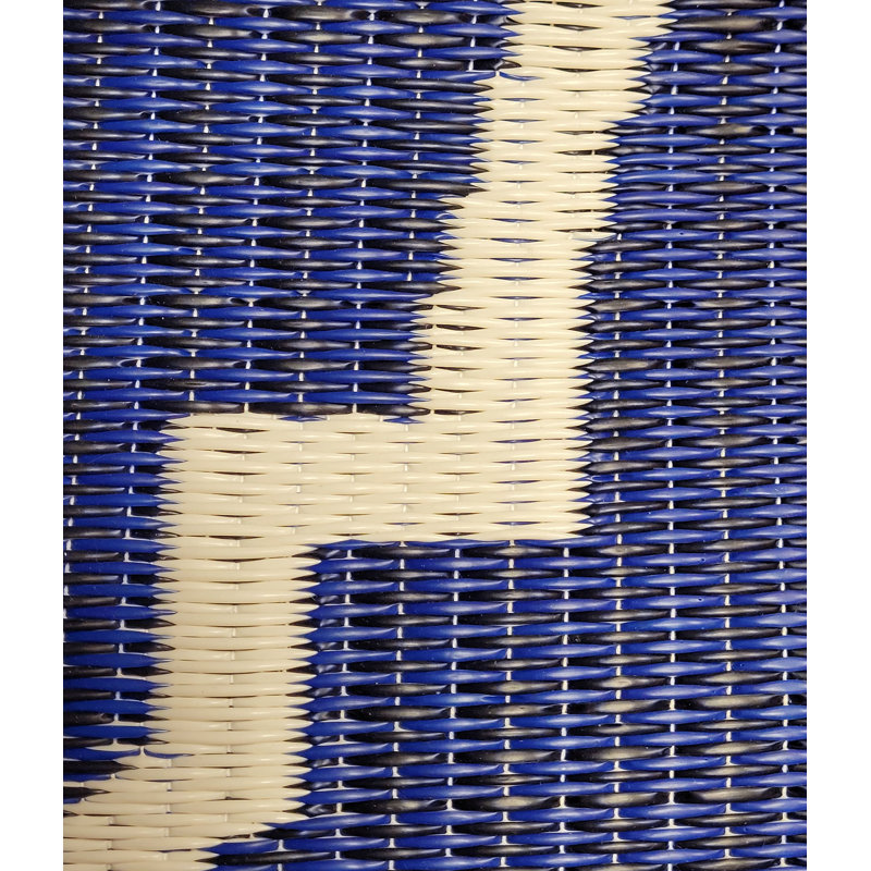 Tapis géométrique intérieur / extérieur bleu en polypropylène, Rectangle 4 pi x 6 pi