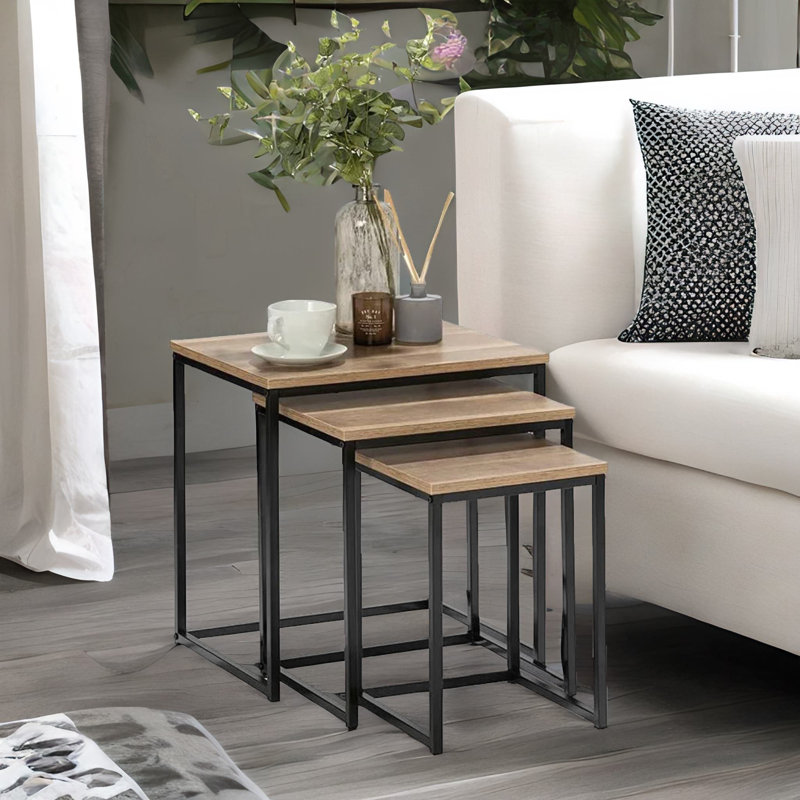 Dorrell 3-Piece Stackable Nesting Side Tables For Living Room End Sofa Side Table