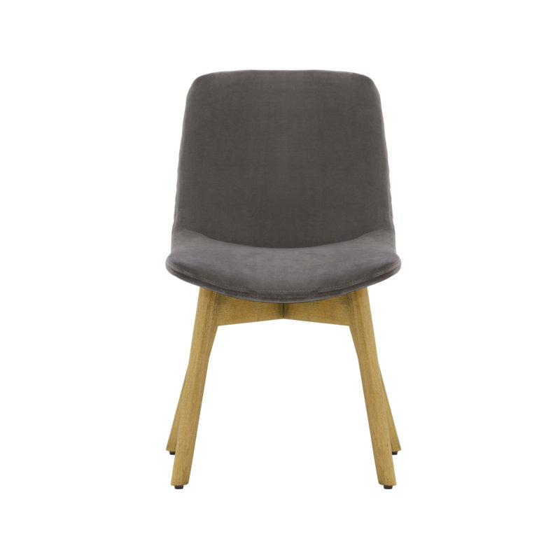 Jada 48cm H Velvet Upholstered Side Chair, Elephant, Dark Oak
