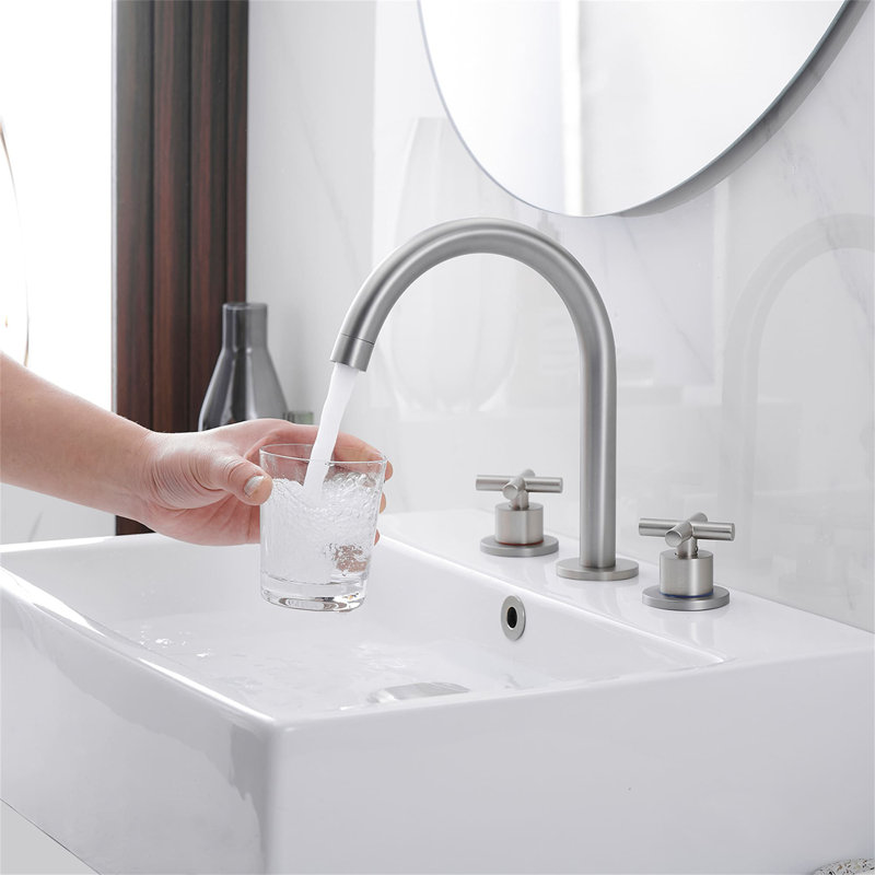 8 Inch Widespread Bathroom Faucet With Pop-Up Drain 3 Hole Bathroom Sink Faucets Brass Double Handle Vanity Basin Taps