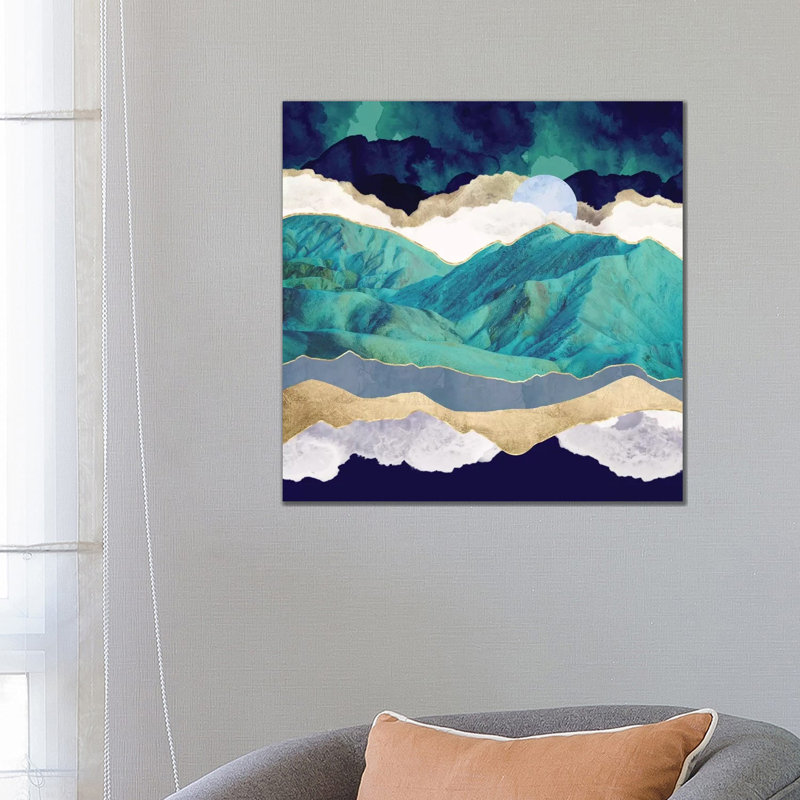 Teal Mountains - Print on Canvas, No Framed, 66.04 cm H x 66.04 cm W x 1.91 cm D