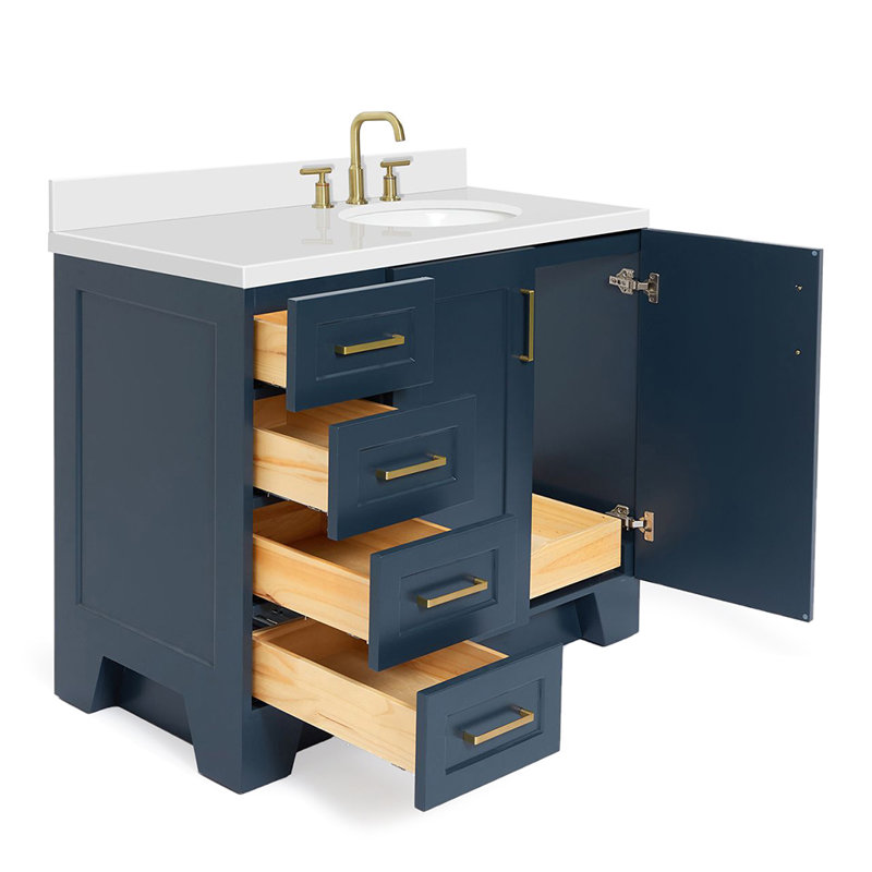 43 IN.  Single Bathroom Vanity, Midnight Blue, Rectangular, Right 