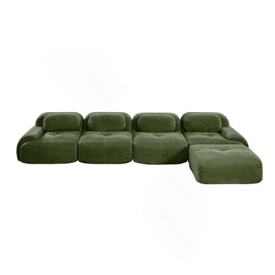 4-Seat L-Shaped Sofa With High-Resilience Sponge, Anti-Slip Design, And Extra-Wide Curved Armrests For Living Rooms And Studies