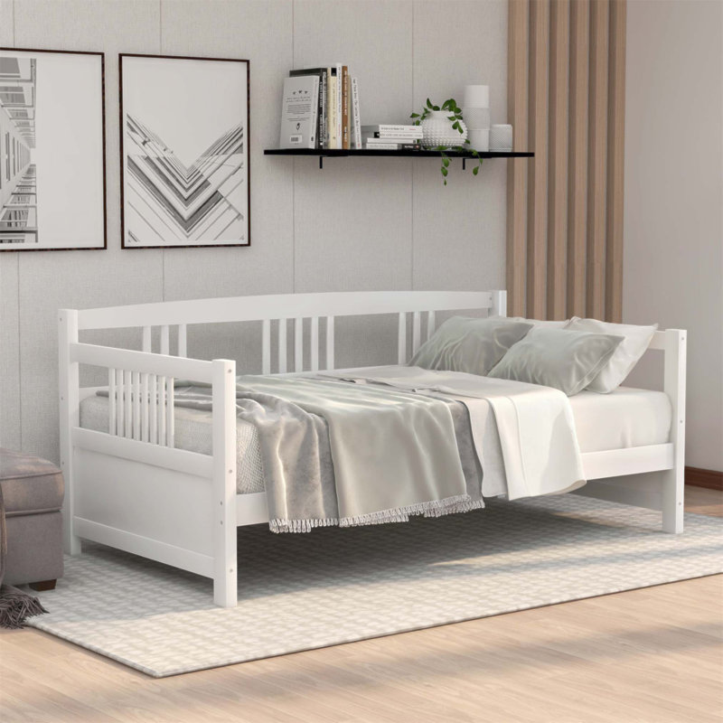 Lit de jour élégant avec pieds de soutien, design moderne rétro et rangement spacieux sous le lit pour une utilisation polyvalente dans n'importe quelle maison.