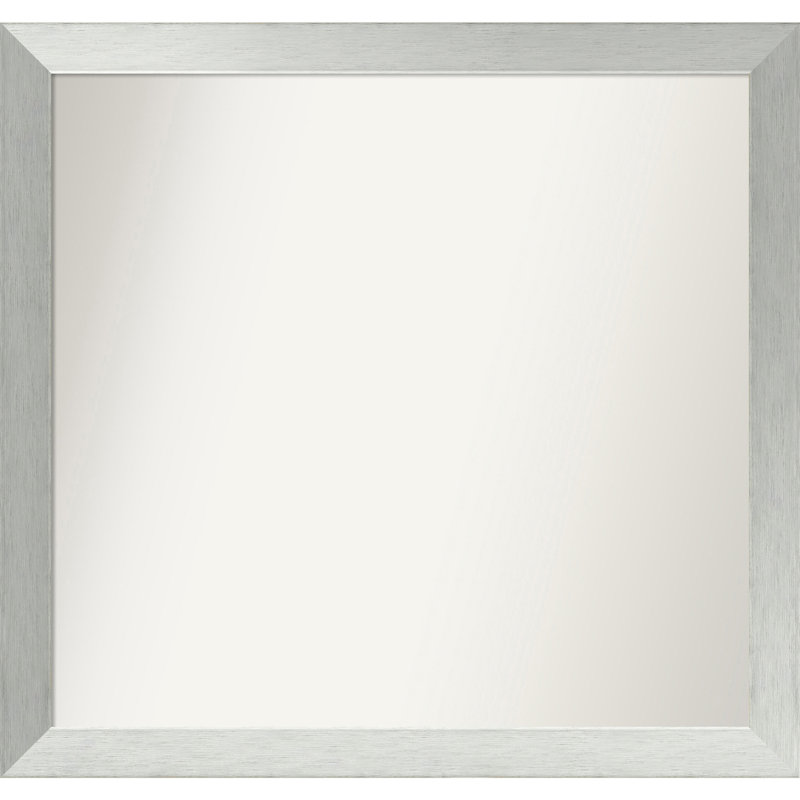 Miroir de salle de bain mural en argent brossé sans cadre, Rectangle, 34 po x 36 po