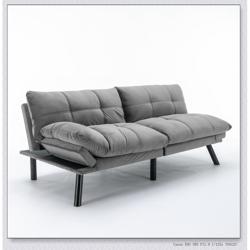 Canapé-lit pliant convertible gris clair, parfait pour les petits espaces et la vie multifonctionnelle