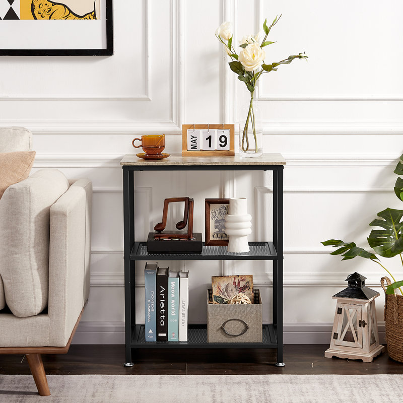 Table de chevet 3 couches Jeweldean, Gris / naturel