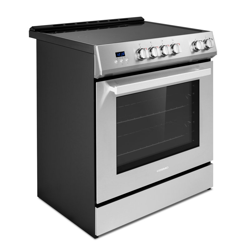 Cosmo 30 in. Stellar Collection 5.0 cu. ft. Electric Range with 4 Burner Glass Cooktop and Convection Oven in Stainless Steel