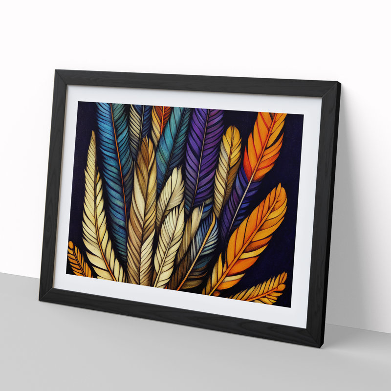 Unreal Bird Feathers - Framed Print, Black Framed, 25cm H x 34cm W x 2cm D