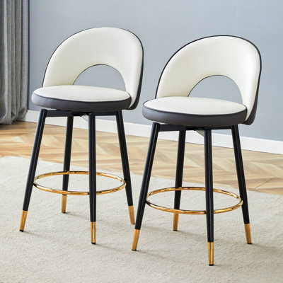 Chaise de bar rotative à 360 ° avec design ergonomique et revêtement confortable, ensemble de 2 pour salle à manger et cuisine