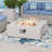 Outdoor Patio Propane Fire Pit Set with Tank Hideaway Side Table & Wind Guard-1816760914