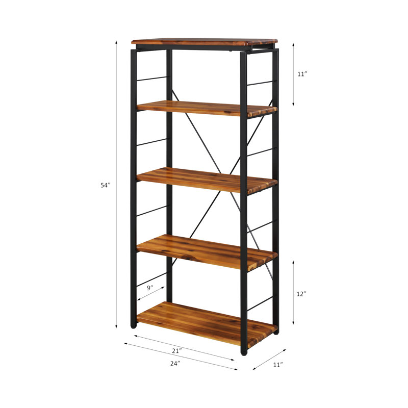 Jurgen Oak and Black Industrial Etagere Bookcase