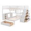 Lit superposé avec bureau, tiroirs et tablettes-245291260