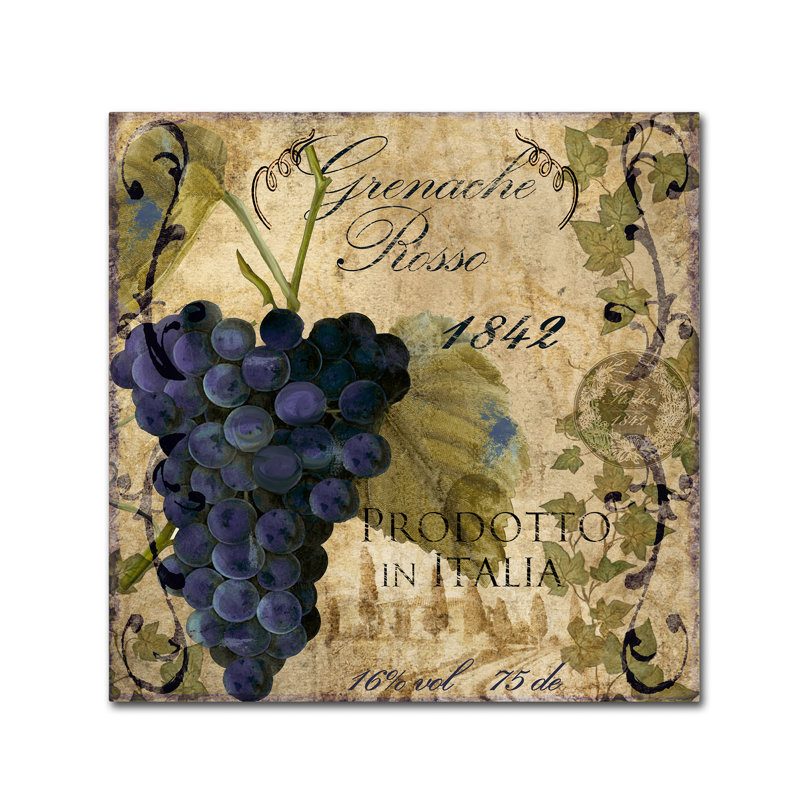 « vino italiano iii » par la pâtisserie couleur, affiche rétro sur toile tendue, H 24 po x l 24 po x P 2 po