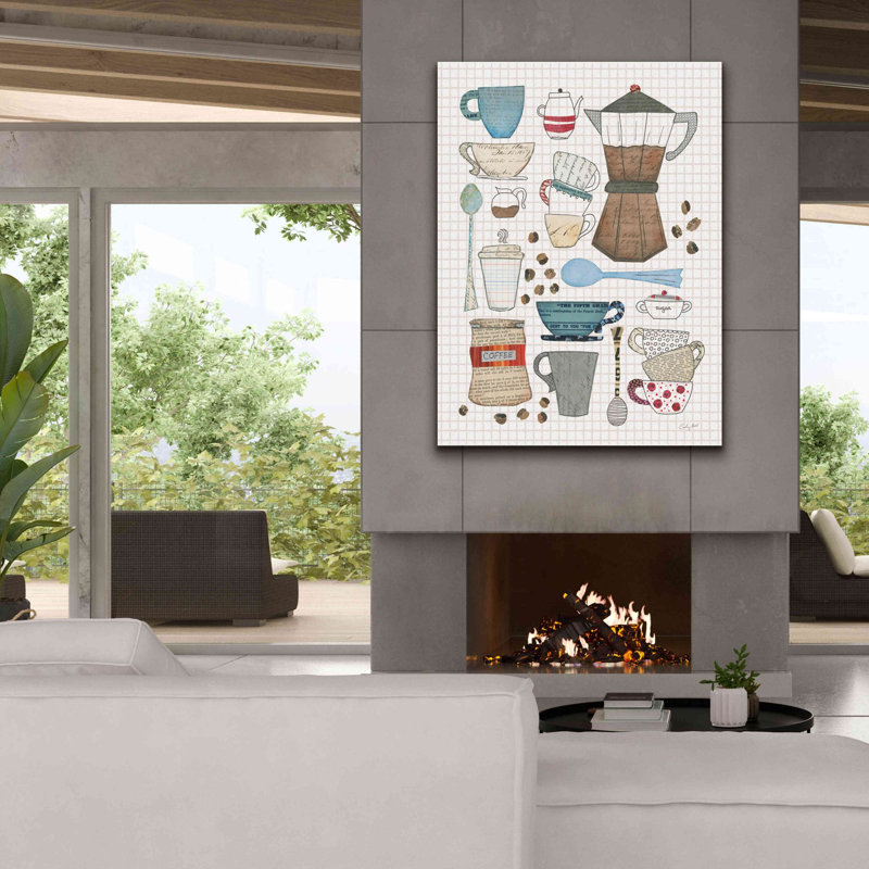 «Red Coffee Barrel I V2 Gingham» par Courtney Prahl, art mural sur toile, H 54 po x l 40 po x P 1,5 po