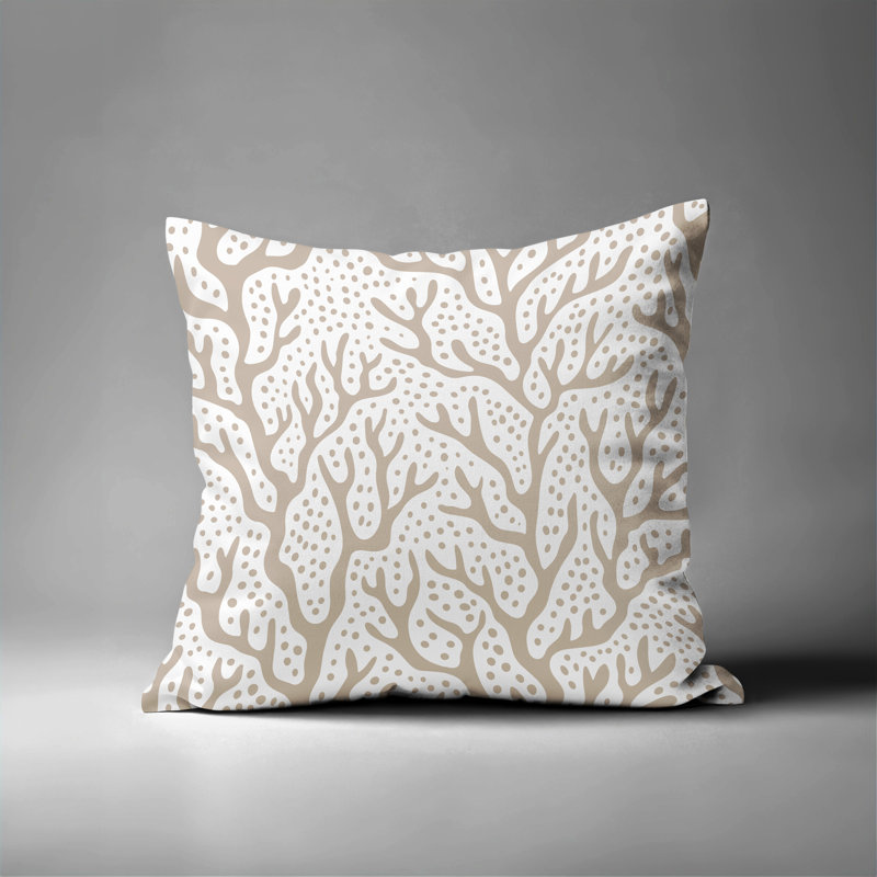 Barnon Abstract Outdoor Reversible Throw Pillow, Beige, 16"H x 16"W