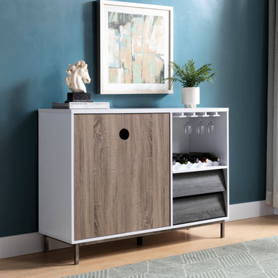 Armoire à tiroirs blanc et gris taupe vieilli, support à vin en bois, armoire avec tiroir, 6 verres et plus