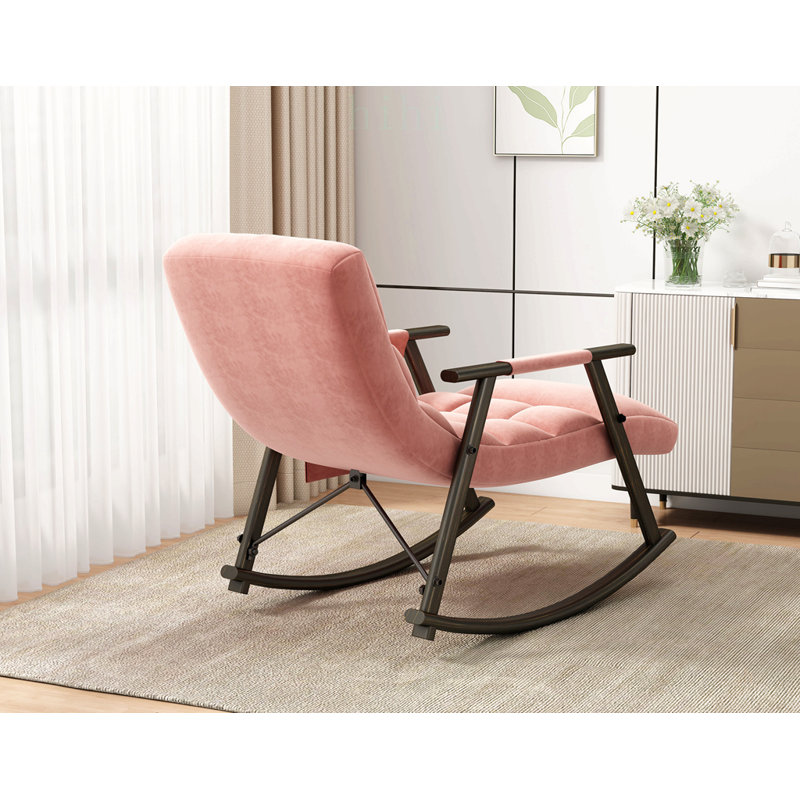 Fauteuil à bascule pliable et rembourré, fauteuil lounge à dossier haut réglable avec repose-pieds et poches latérales, pour salon/chambre/balcon