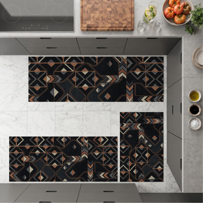 Tapis de cuisine géométriques antidérapants lavables