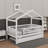 Twin Size Wooden House Bed With Twin Size Trundle, Wood Bed Frame With Roof And Safety Guardrail