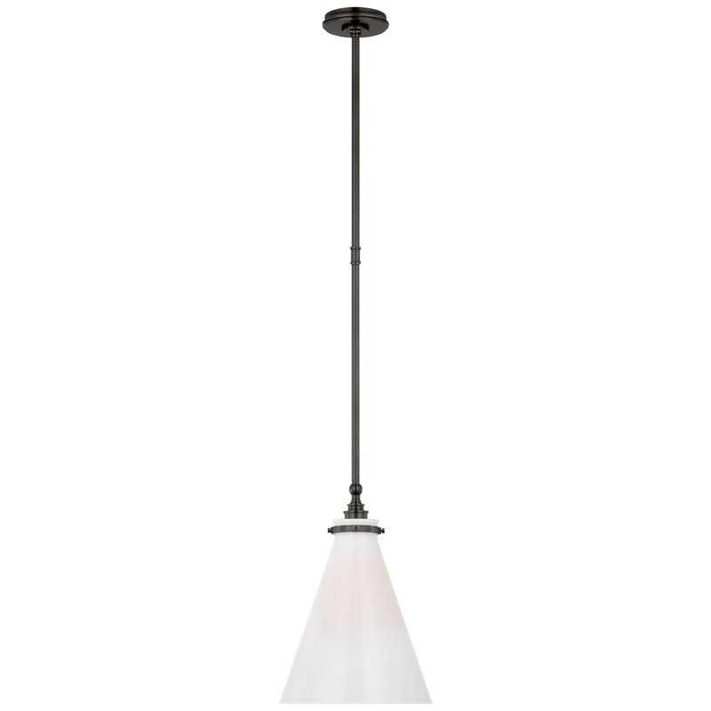 Parkington 1 - Light Pendant, Bronze, White Glass, 15.5" H x 11" W x 11" D