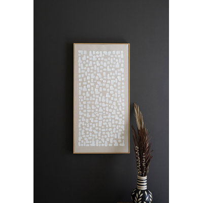  Wall Art – Framed Acrylic Khaki and White Abstract Painting