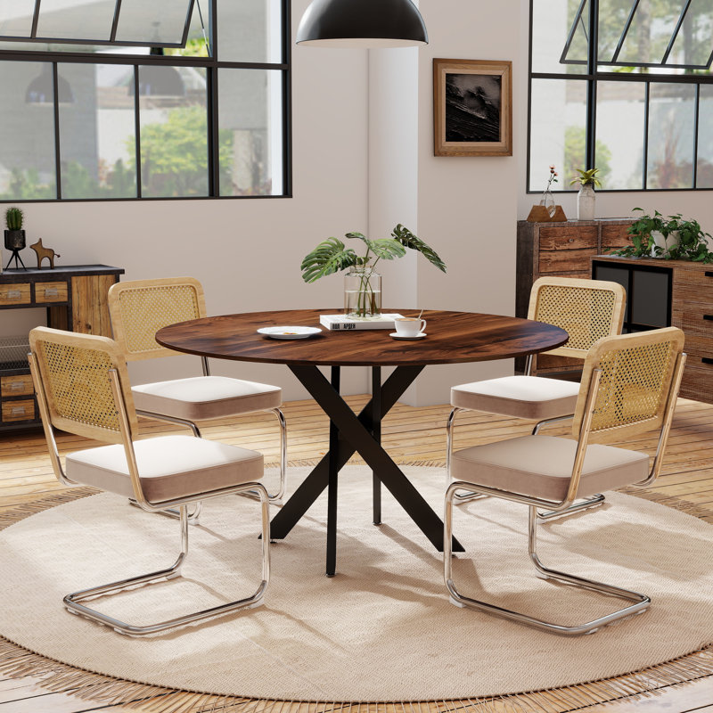 Table de salle à manger 47,2 po, Beige/Argenté, Brun