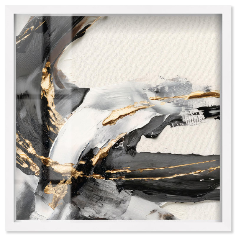 Art mural Aurea Flow IV Shadowbox par Art Remedy, cadre blanc, 13 x 13, H 13 po x l 13 po, Cadre blanc