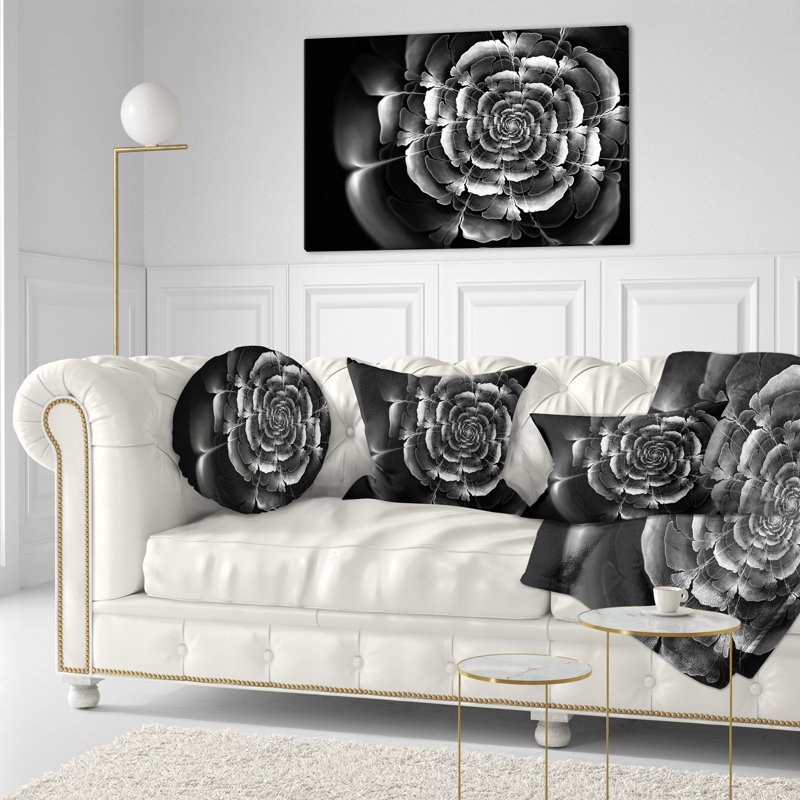 Coussin décoratif floral rose dans un coussin lombaire foncé, Argent