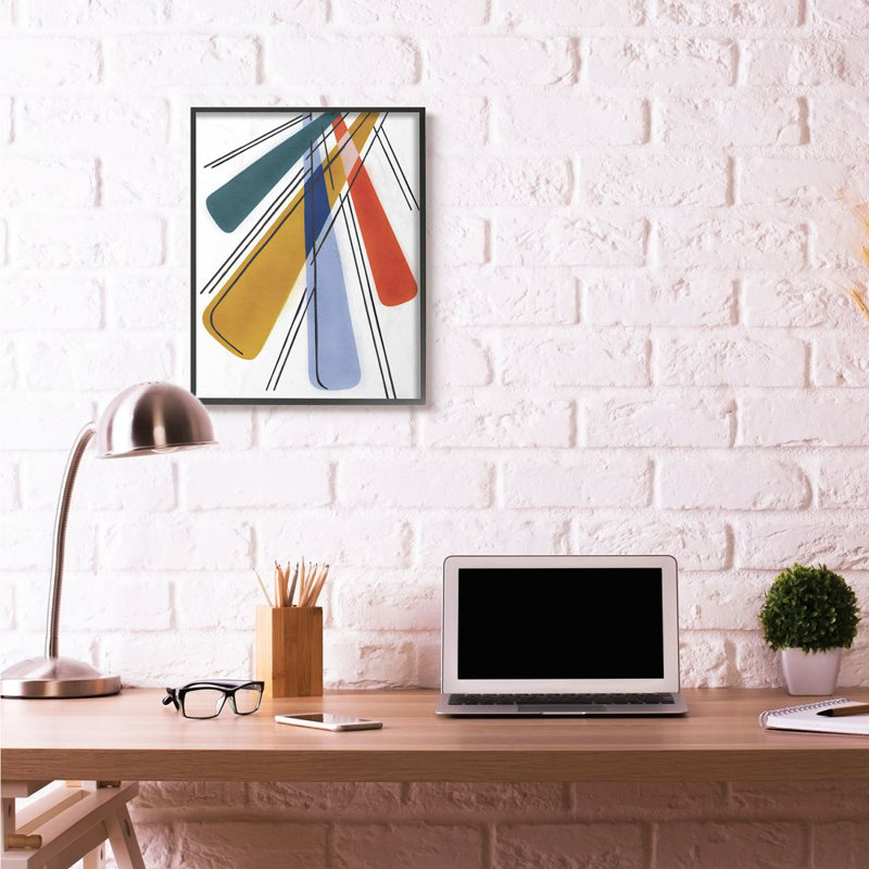 «Abstract Color Rays» par Daphne Polselli - impression d'art graphique, Giclée encadrée noir minuit, H 30 po x l 24 po