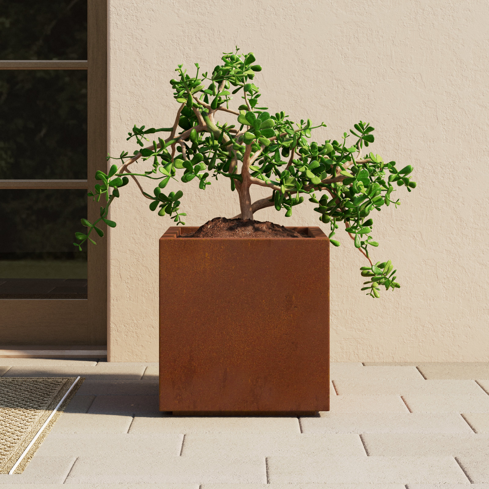 Corten Steel Series Planter Box, 28" H x 27" W x 27" D