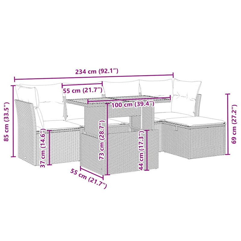 Grand canapé modulaire en rotin PE Vidaxl