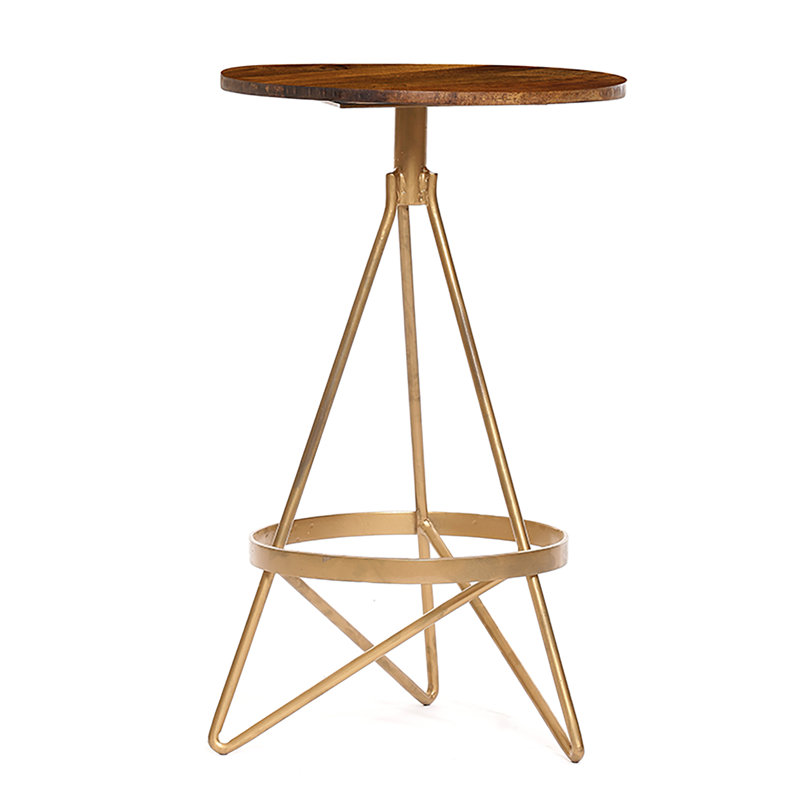 Elegant Gold 25 Inch Compact Counter Stool with Solid Wood Seat