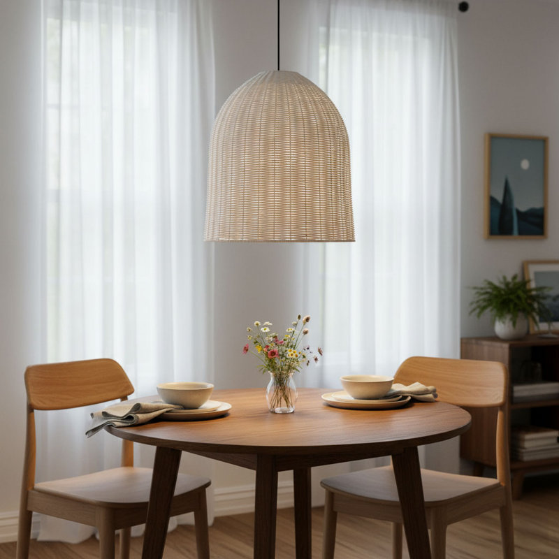 Campana 1 - Light Rattan Chandelier, 24" H x 18" W x 18" D