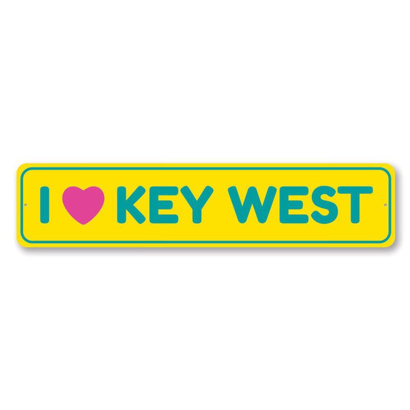 «I Love Key West», panneau en aluminium, H 4 po x l 18 po x P 0,04 po