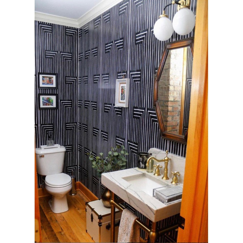 Organic Chiselled 10' L x 24" W Wallpaper Roll, Black, Faux Grasscloth, Non-pasted