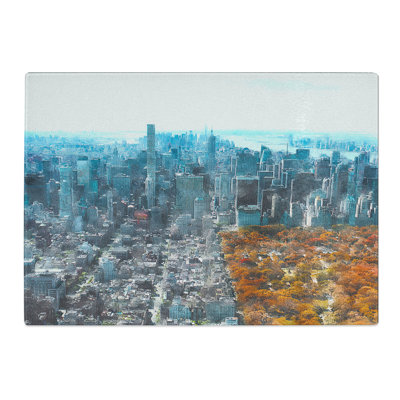 Tempered Glass the New York Skyline with Central Park Chopping Board