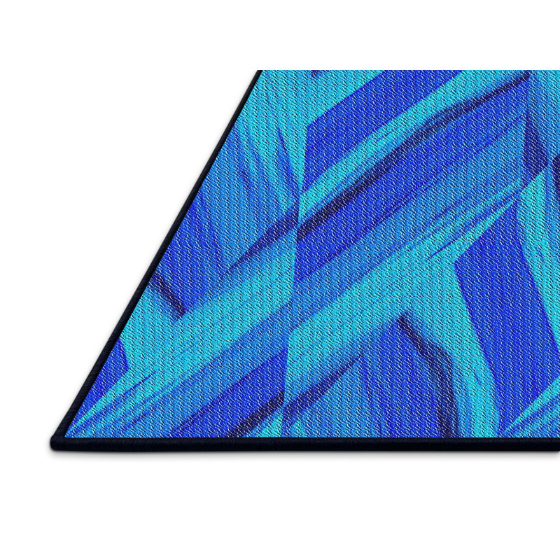 Tapis décoratif bleu royal géométrique, Rectangle 4 pi x 6 pi