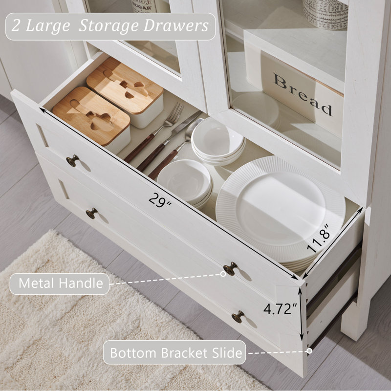  71" Tall Modern Arched Bathroom Storage Cabinet, Farmhouse Wood Storage Cabinets with 2 Large Drawers and Adjustable Shelves